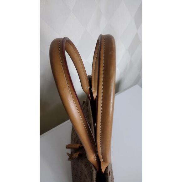 Dooney and Bourke Tan and Brown Canvas and Leather Bag with Tassel - Picture 4 of 8